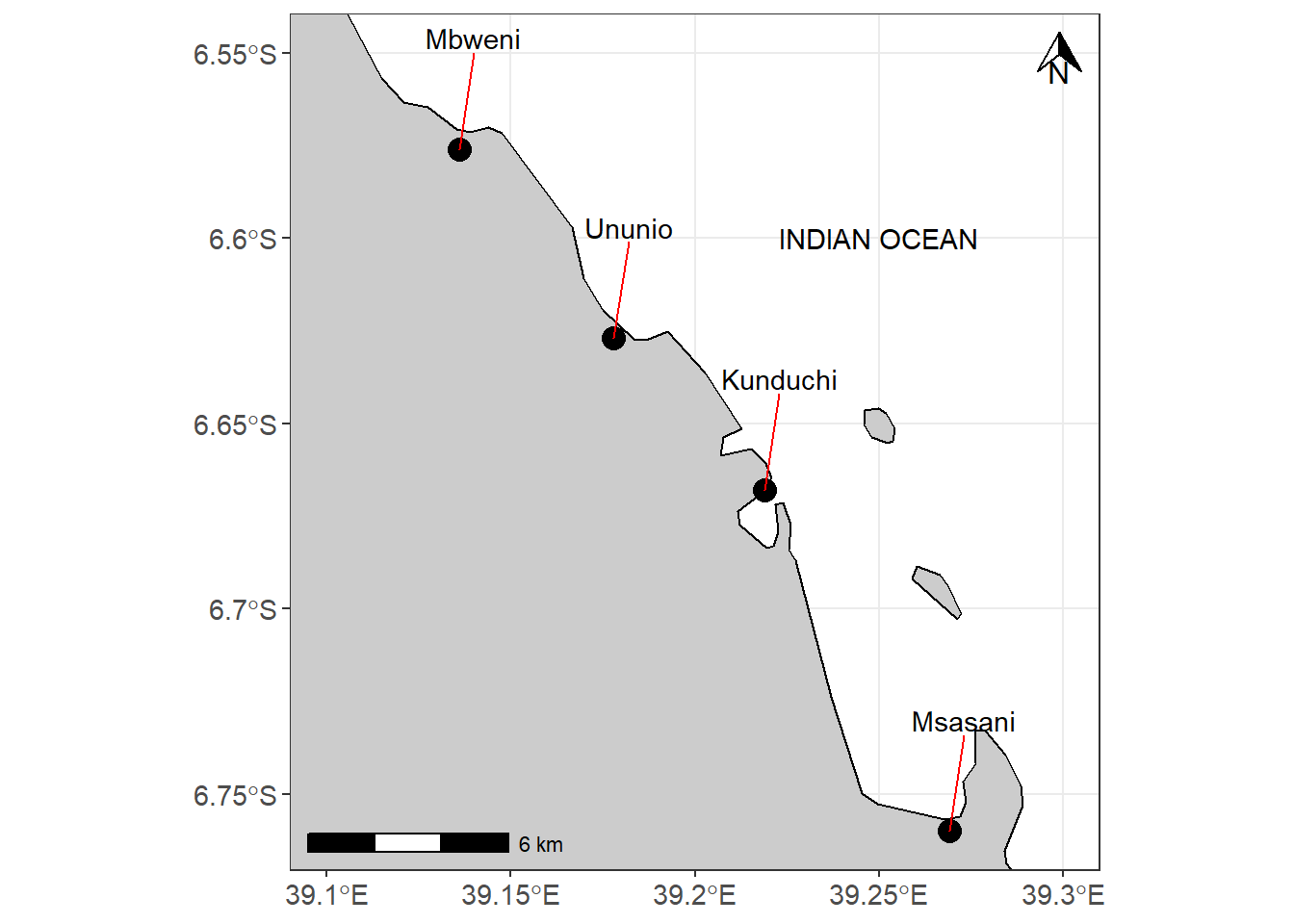 Four landing sites in Kinondoni Districts that were selected for this study